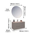 Dulap de baie cu chiuvetă și oglindă (2 Pieces), Hanah Home, Seninătate, PAL, Gri