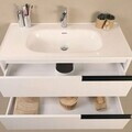 Dulap de baie cu chiuvetă și oglindă (2 Pieces), Hanah Home, Septembrie, FINISAJ LAC MDF, Alb/Negru