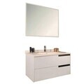 Dulap de baie cu chiuvetă și oglindă (2 Pieces), Hanah Home, Septembrie, FINISAJ LAC MDF, Alb/Negru