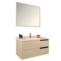 Dulap de baie cu chiuvetă și oglindă (2 Pieces), Hanah Home, Septembrie, FINISAJ LAC MDF, Crem