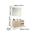 Dulap de baie cu chiuvetă și oglindă (2 Pieces), Hanah Home, Septembrie, FINISAJ LAC MDF, Crem