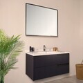 Dulap de baie cu chiuvetă și oglindă (2 Pieces), Hanah Home, Septembrie, FINISAJ LAC MDF, Negru