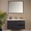 Dulap de baie cu chiuvetă și oglindă (2 Pieces), Hanah Home, Septembrie, FINISAJ LAC MDF, Negru