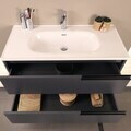 Dulap de baie cu chiuvetă și oglindă (2 Pieces), Hanah Home, Septembrie, FINISAJ LAC MDF, Negru