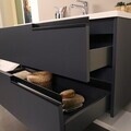Dulap de baie cu chiuvetă și oglindă (2 Pieces), Hanah Home, Septembrie, FINISAJ LAC MDF, Negru