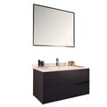 Dulap de baie cu chiuvetă și oglindă (2 Pieces), Hanah Home, Septembrie, FINISAJ LAC MDF, Negru