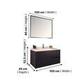 Dulap de baie cu chiuvetă și oglindă (2 Pieces), Hanah Home, Septembrie, FINISAJ LAC MDF, Negru