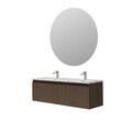 Dulap de baie cu chiuvetă și oglindă (2 Pieces), Hanah Home, Era, PAL, Maro inchis