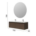 Dulap de baie cu chiuvetă și oglindă (2 Pieces), Hanah Home, Era, PAL, Maro inchis
