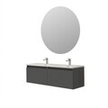 Dulap de baie cu chiuvetă și oglindă (2 Pieces), Hanah Home, Era, PAL, Gri inchis