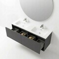 Dulap de baie cu chiuvetă și oglindă (2 Pieces), Hanah Home, Era, PAL, Gri inchis