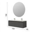 Dulap de baie cu chiuvetă și oglindă (2 Pieces), Hanah Home, Era, PAL, Gri inchis