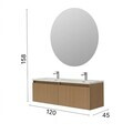 Dulap de baie cu chiuvetă și oglindă (2 Pieces), Hanah Home, Era, PAL, Nuc deschis