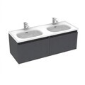 Dulap de baie cu chiuvetă, Hanah Home, Zen, 120x53x45 cm, PAL, Gri inchis