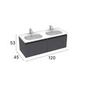 Dulap de baie cu chiuvetă, Hanah Home, Zen, 120x53x45 cm, PAL, Gri inchis