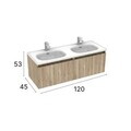 Dulap de baie cu chiuvetă, Hanah Home, Zen, 120x53x45 cm, PAL, Nuc deschis