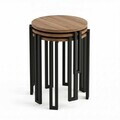Set masute 3 piese, Hanah Home, Palma, PAL, Nuc / Negru
