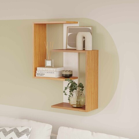 Raft de perete, Hanah Home, Lisbon, 64x85x22 cm, PAL, Alb / Natural