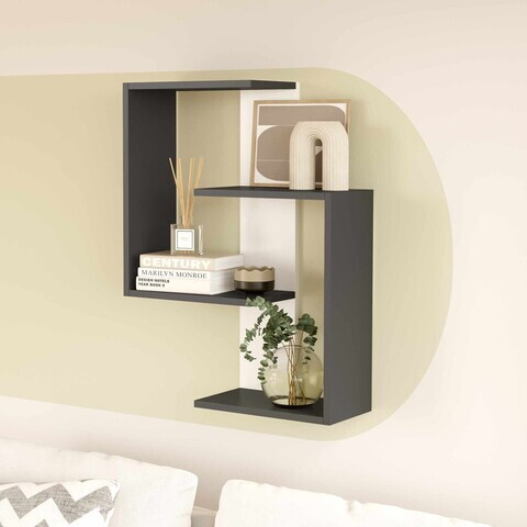Raft de perete, Hanah Home, Lisbon, 64x85x22 cm, PAL, Antracit/Alb