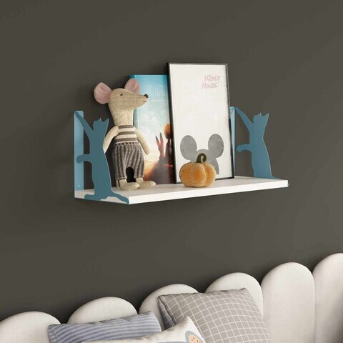 Raft de perete, Hanah Home, Tiger Cat, 60x22x21 cm, PAL, Albastru