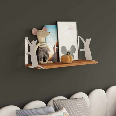 Raft de perete, Hanah Home, Tiger Cat, 60x22x21 cm, PAL, Alb