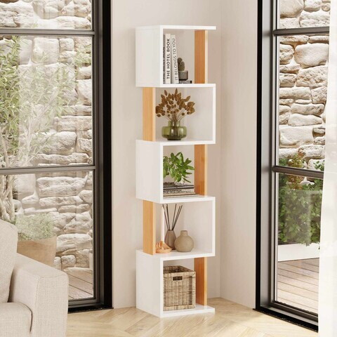Corp biblioteca, Hanah Home, Milan, 35x161x30 cm, PAL, Alb / Natural