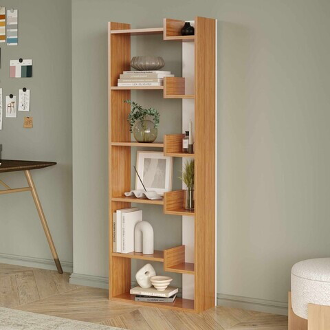 Corp biblioteca, Hanah Home, Palermo, 60.5x163x20 cm, PAL, Natural/Alb