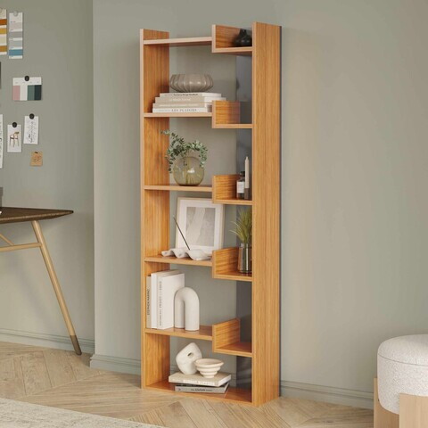 Corp biblioteca, Hanah Home, Palermo, 60.5x163x20 cm, PAL, Natural / Antracit