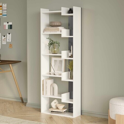 Corp biblioteca, Hanah Home, Palermo, 60.5x163x20 cm, PAL, Alb / Antracit