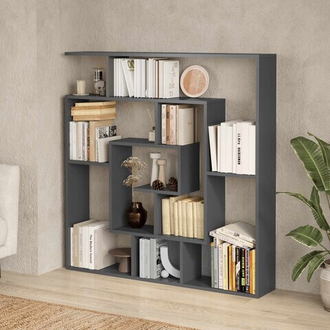 Corp biblioteca, Hanah Home, Granada, 125x128.5x22 cm, PAL, Antracit