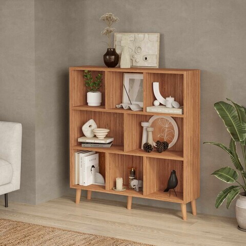 Corp biblioteca, Hanah Home, Bristol, 100x107x24 cm, PAL, Bambus închis