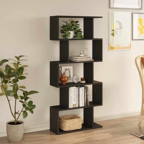 Corp biblioteca, Hanah Home, Santorini, 70.5x156x24 cm, PAL, Negru