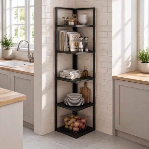 Corp biblioteca, Hanah Home, Wally, 35.8x180.1x35.8 cm, PAL, Negru