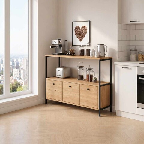 Dulap pentru bucatarie, Hanah Home, Brio, 122x80x36 cm, PAL, Maro