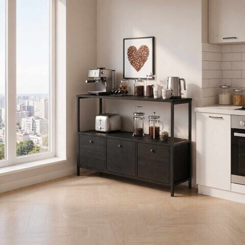 Dulap pentru bucatarie, Hanah Home, Brio, 122x80x36 cm, PAL, Negru