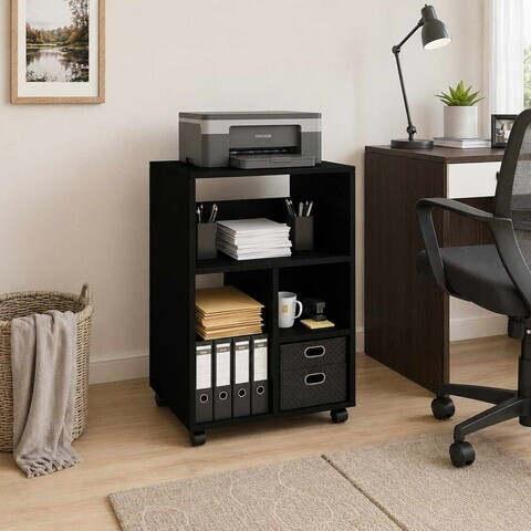 Corp biblioteca, Hanah Home, Cuup, 50x75x40 cm, PAL, Negru