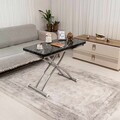 Masuta de cafea, Hanah Home, Mini Juppo Ext, MDF, Negru / Crom