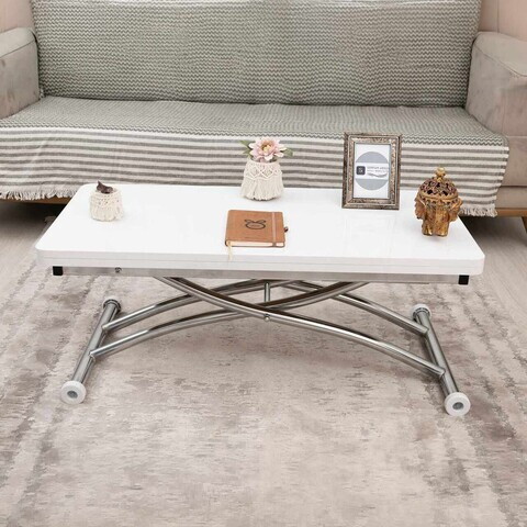 Masuta de cafea, Hanah Home, Mini Juppo Ext, MDF, Alb / Crom
