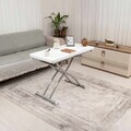 Masuta de cafea, Hanah Home, Mini Juppo Ext, MDF, Alb / Crom