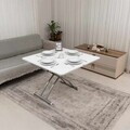 Masuta de cafea, Hanah Home, Mini Juppo Ext, MDF, Alb / Crom