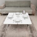Masuta de cafea, Hanah Home, Mini Juppo Ext, MDF, Alb / Crom