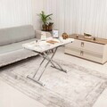 Masuta de cafea, Hanah Home, Mini Juppo Ext, MDF, Marmură albă / Crom
