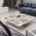Masuta de cafea, Hanah Home, Home Ext, MDF, Marmură albă/aur
