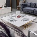Masuta de cafea, Hanah Home, Home Ext, MDF, Alb/Auriu