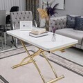 Masuta de cafea, Hanah Home, Juppo Ext, MDF, Alb/Auriu