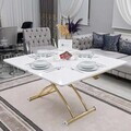 Masuta de cafea, Hanah Home, Juppo Ext, MDF, Alb/Auriu