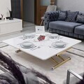 Masuta de cafea, Hanah Home, Juppo Ext, MDF, Alb/Auriu