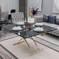 Masuta de cafea, Hanah Home, Juppo Ext, MDF, Marmură neagră / Aur
