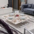 Masuta de cafea, Hanah Home, Home Ext, MDF, Marmură albă / Alb