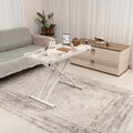 Masuta de cafea, Hanah Home, Mini Juppo Ext, MDF, Marmură albă / Alb